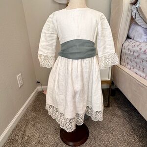 Amaia Elegant White Lace Kids Dress with Gray Sash